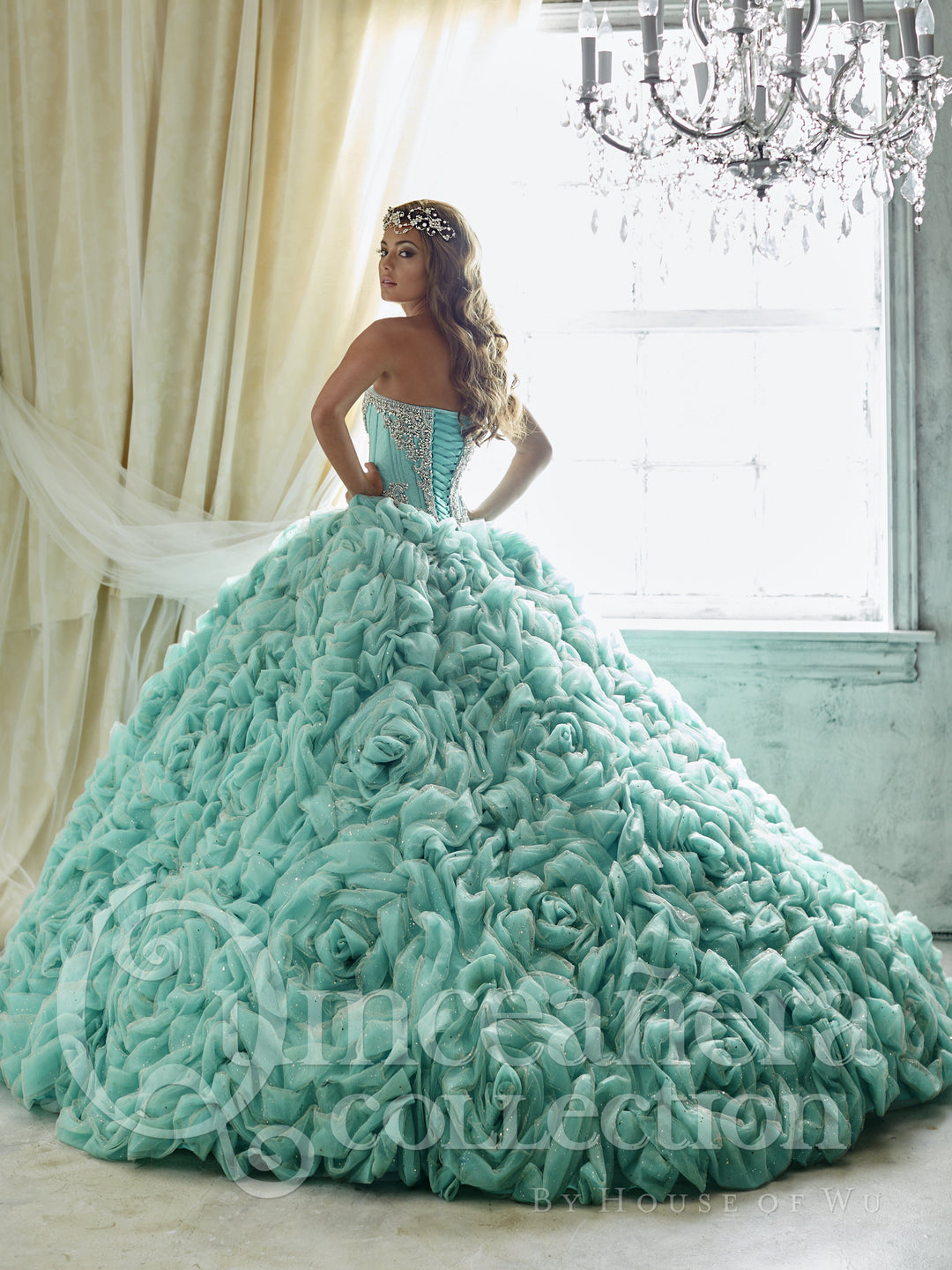 Ruffled Strapless Quinceanera Dress by House of Wu 26800