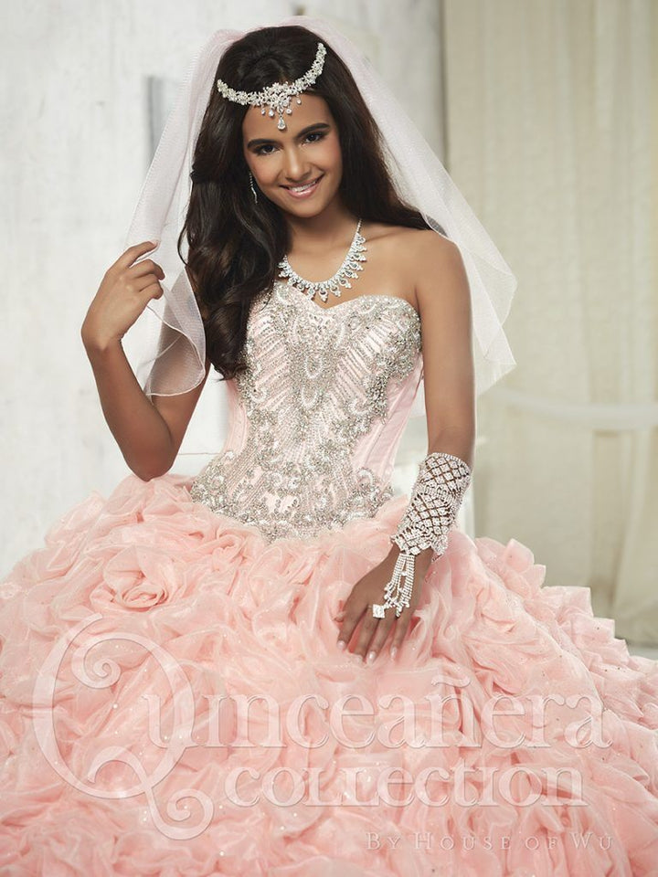 Ruffled Strapless Quinceanera Dress by House of Wu 26800