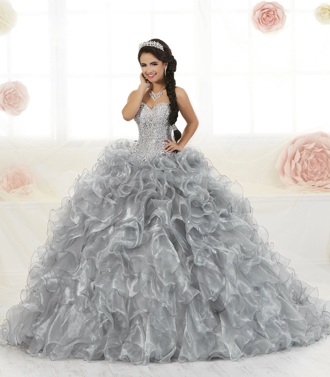 Ruffled Strapless Quinceanera Dress by House of Wu 26833-Quinceanera Dresses-ABC Fashion