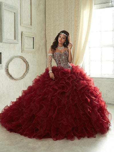 Ruffled Strapless Quinceanera Dress by House of Wu 26833-Quinceanera Dresses-ABC Fashion