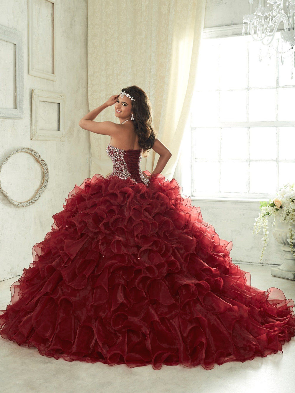 Ruffled Strapless Quinceanera Dress by House of Wu 26833-Quinceanera Dresses-ABC Fashion