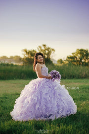 Ruffled Strapless Quinceanera Dress by House of Wu 26833
