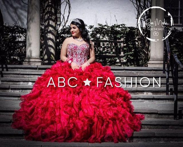 Ruffled Strapless Quinceanera Dress by House of Wu 26833-Quinceanera Dresses-ABC Fashion