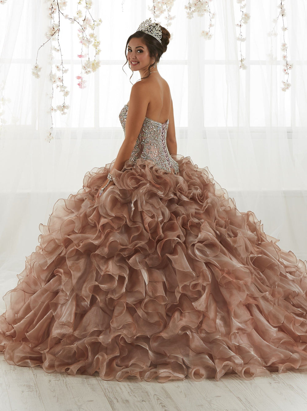 Ruffled Strapless Quinceanera Dress by House of Wu 26924-Quinceanera Dresses-ABC Fashion