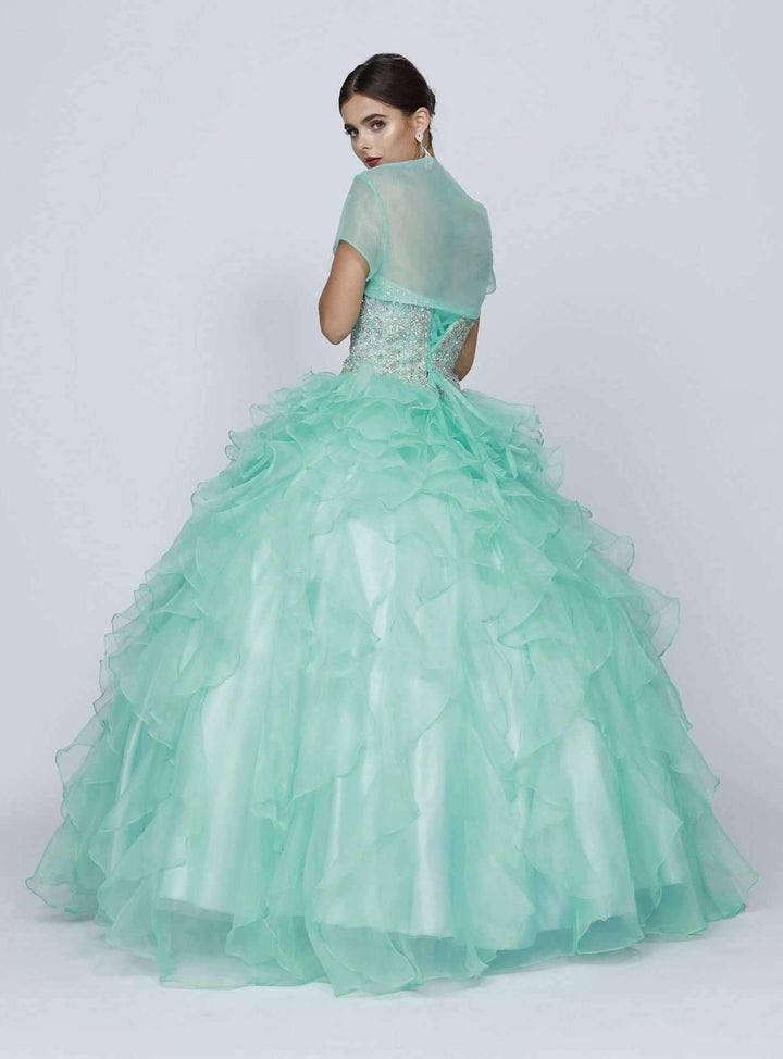 Ruffled Strapless Sweetheart Ball Gown with Bolero by Juliet 322-Quinceanera Dresses-ABC Fashion