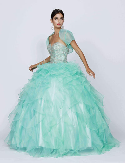 Ruffled Strapless Sweetheart Ball Gown with Bolero by Juliet 322-Quinceanera Dresses-ABC Fashion