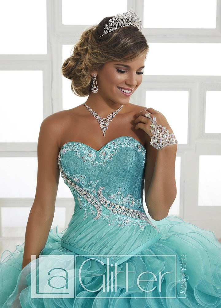 Ruffled Strapless Two-Piece Dress by House of Wu LA Glitter 24025-Quinceanera Dresses-ABC Fashion