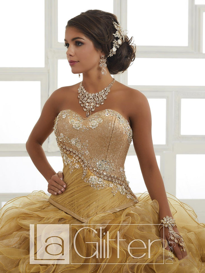 Ruffled Strapless Two-Piece Dress by House of Wu LA Glitter 24025-Quinceanera Dresses-ABC Fashion