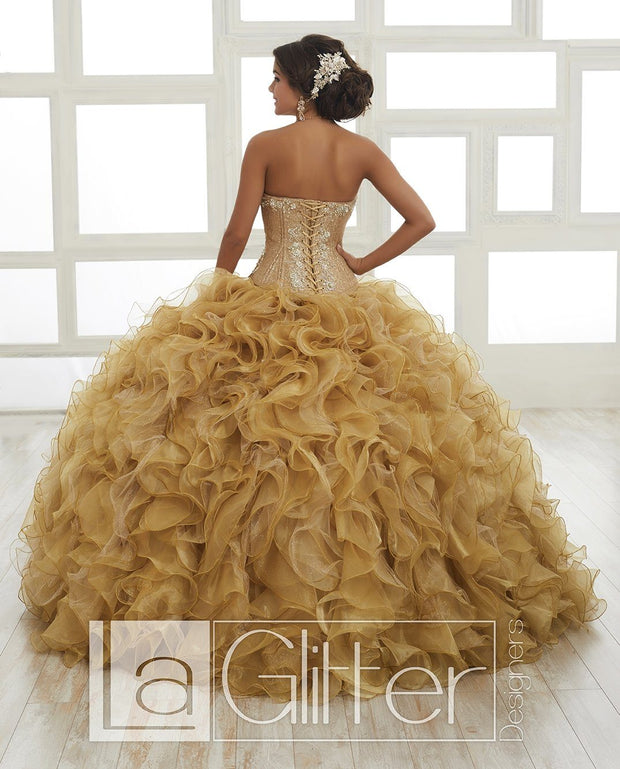 Ruffled Strapless Two-Piece Dress by House of Wu LA Glitter 24025-Quinceanera Dresses-ABC Fashion