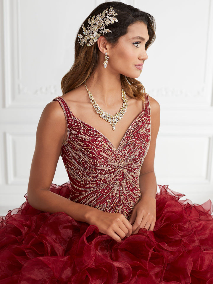 Ruffled V-Neck Quinceanera Dress by House of Wu 26946-Quinceanera Dresses-ABC Fashion