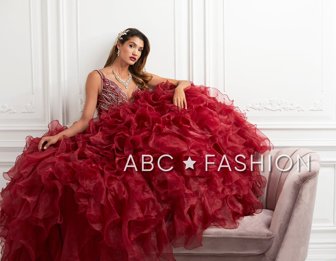 Ruffled V-Neck Quinceanera Dress by House of Wu 26946-Quinceanera Dresses-ABC Fashion