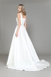 Satin Lace-Up Back Wedding Dress by Poly USA 8518