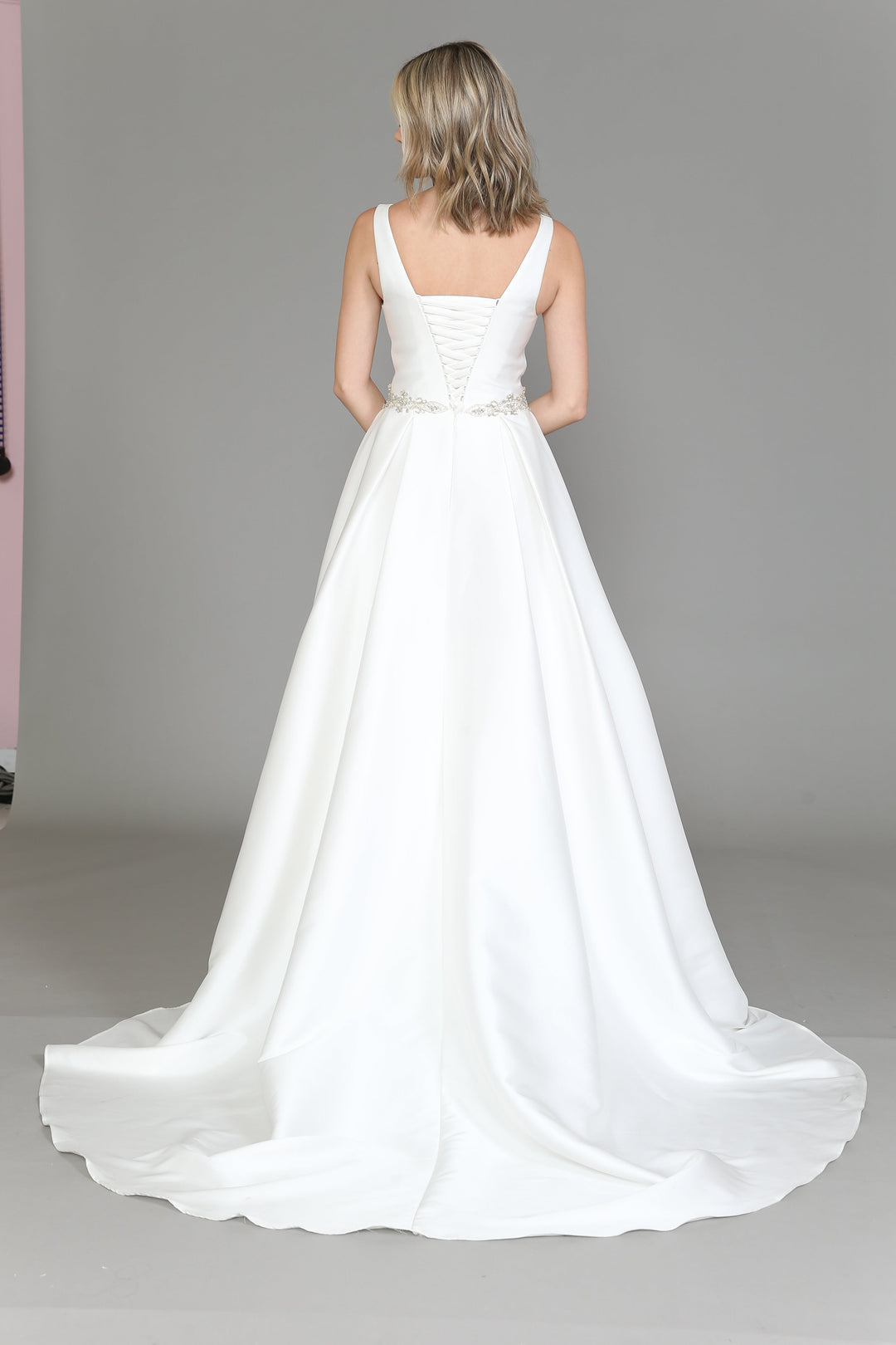 Satin V-Neck Wedding Dress by Poly USA 8498