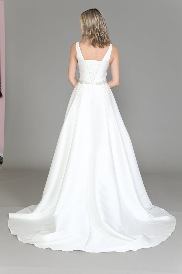 Satin V-Neck Wedding Dress by Poly USA 8498