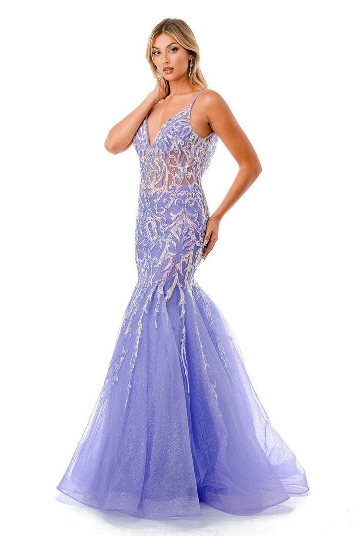 Sequin Applique Sleeveless Mermaid Dress L2807M
