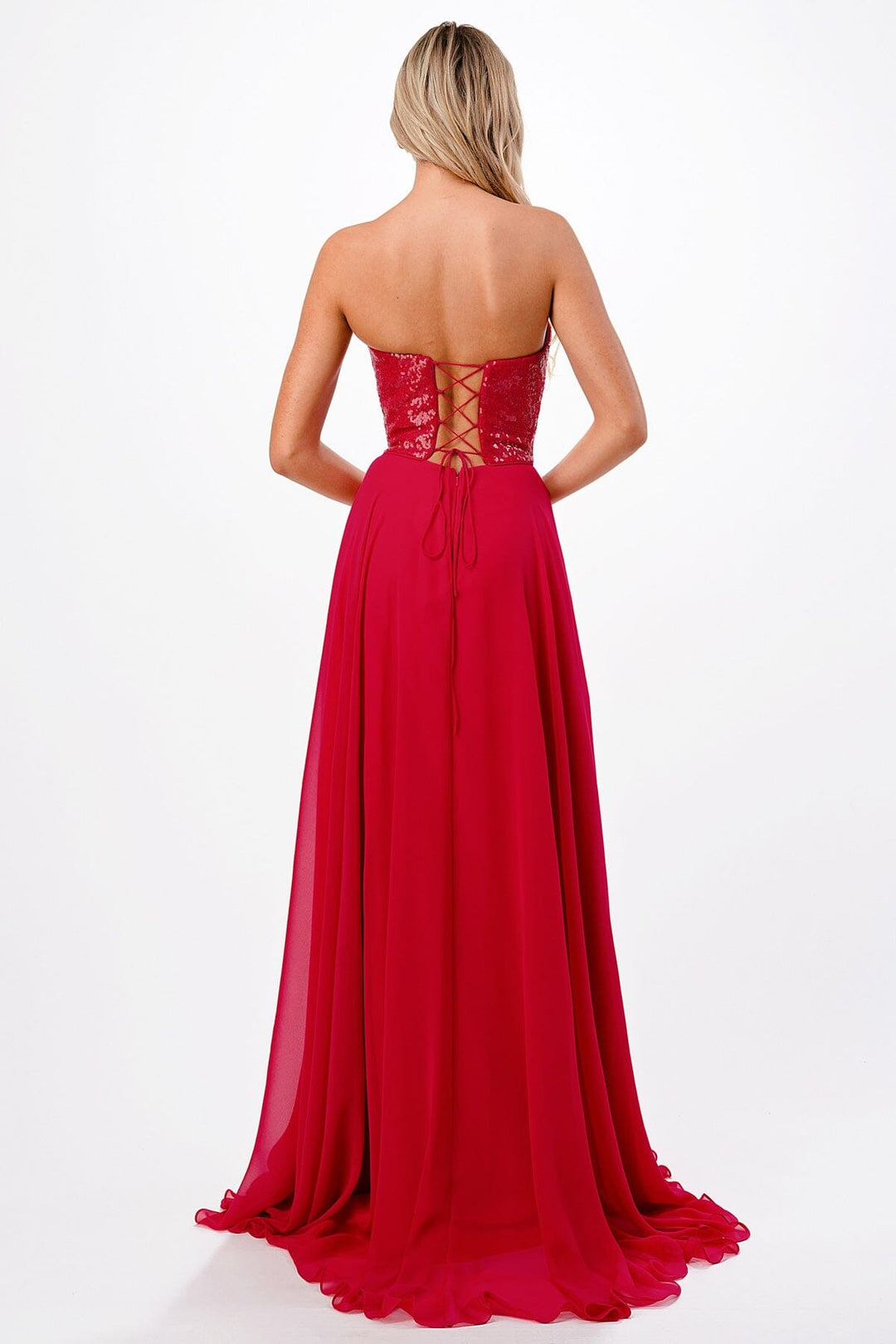 Sequin Bodice Strapless A-line Gown by Coya P2206