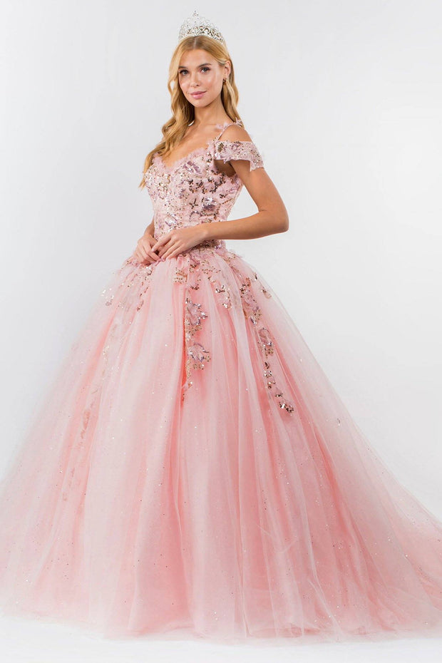 Sequin Cold Shoulder Ball Gown by Elizabeth K GL1969