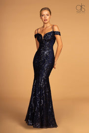 Sequin Long Cold Shoulder Mermaid Dress by Elizabeth K GL2552-Long Formal Dresses-ABC Fashion