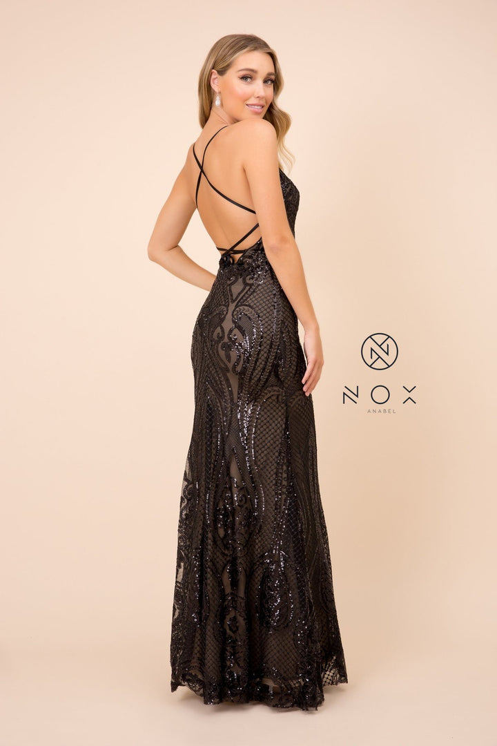 Sequin Mermaid Dress with Over Skirt by Nox Anabel C215