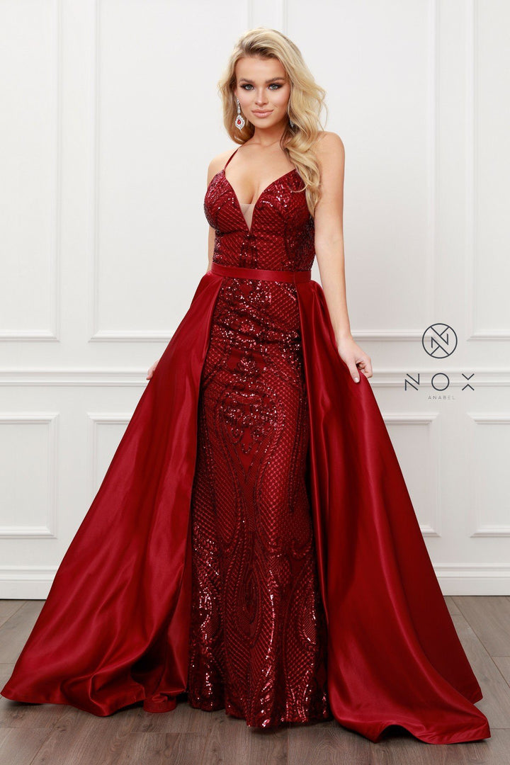 Sequin Mermaid Dress with Over Skirt by Nox Anabel C215