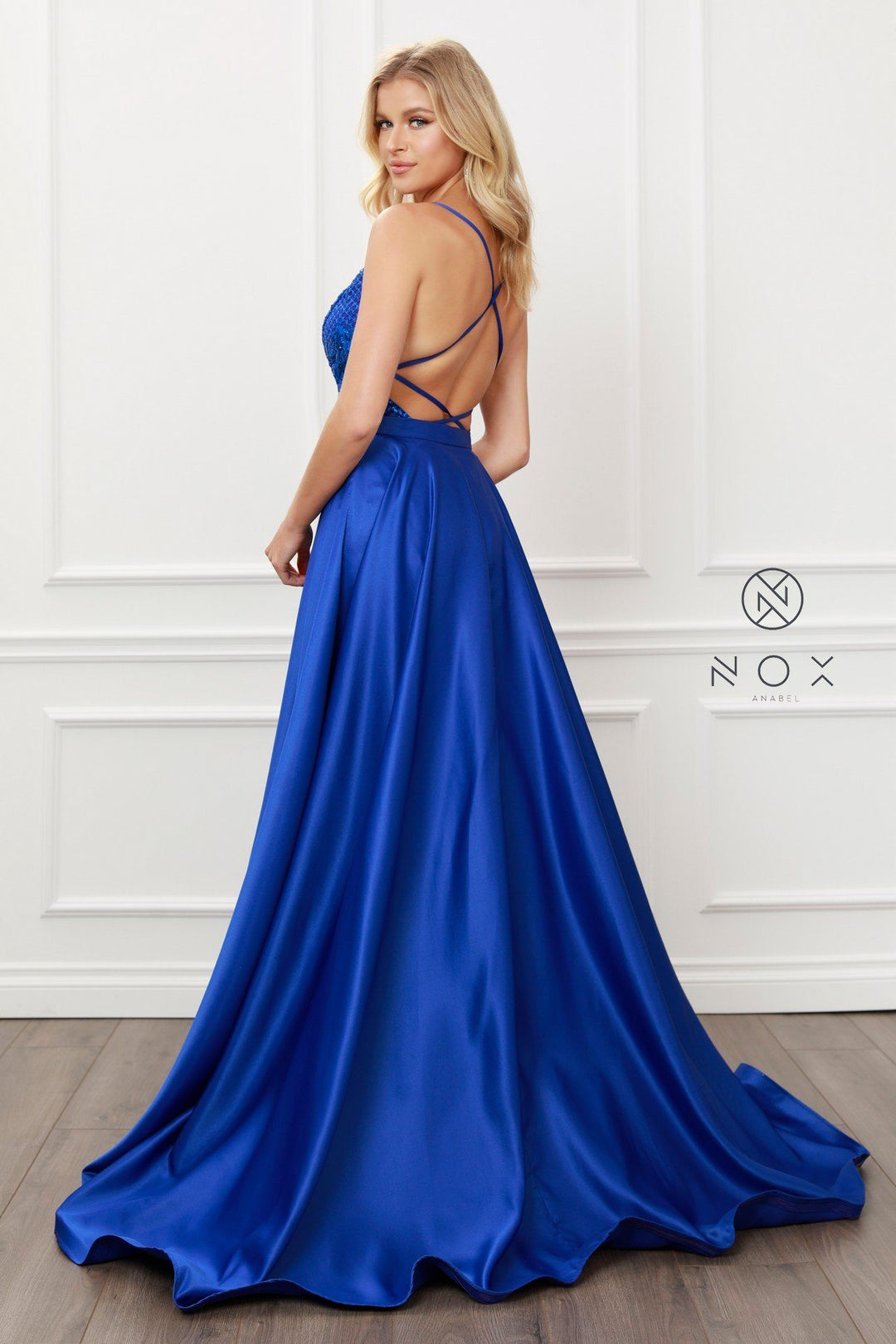 Sequin Mermaid Dress with Over Skirt by Nox Anabel C215