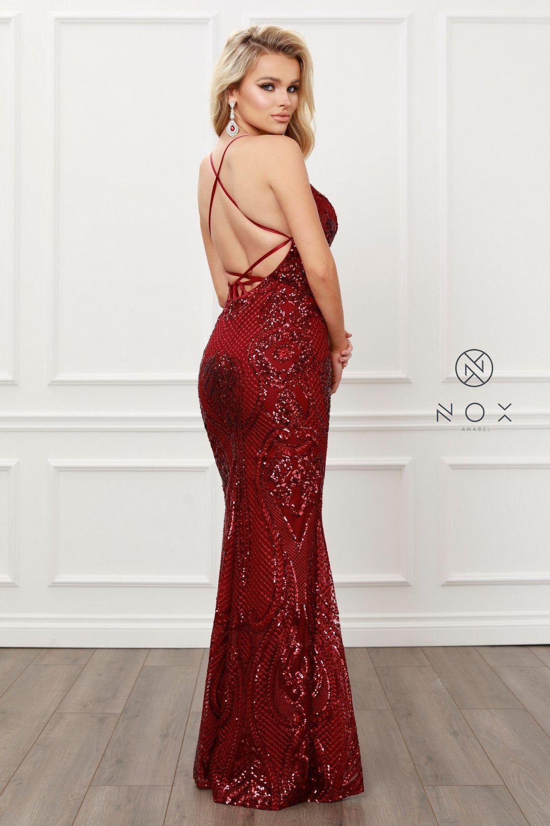 Sequin Mermaid Dress with Over Skirt by Nox Anabel C215