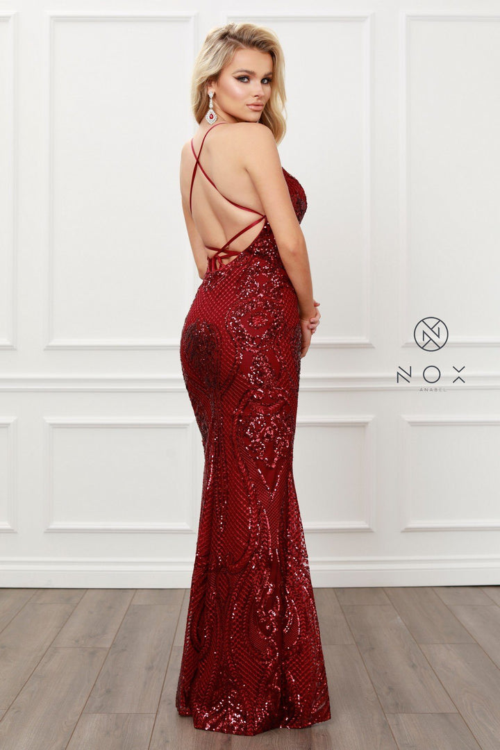 Sequin Mermaid Dress with Over Skirt by Nox Anabel C215