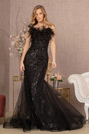 Sequin Print Feather Mermaid Gown by GLS Gloria GL3117