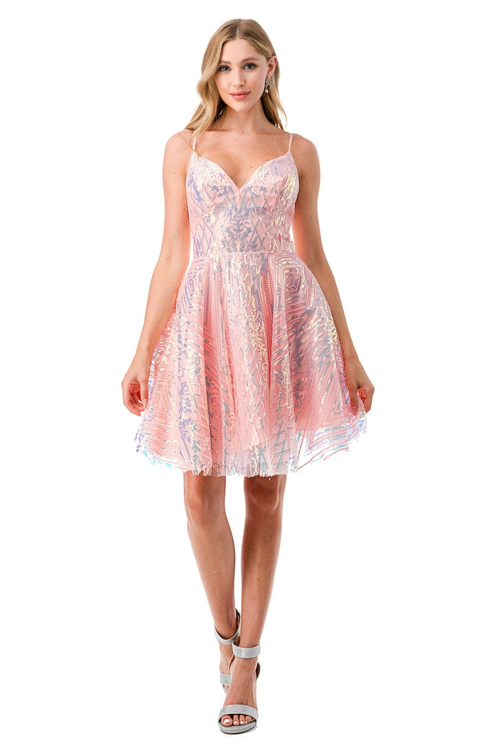 Sequin Print Short Sleeveless Dress by Coya S2743M