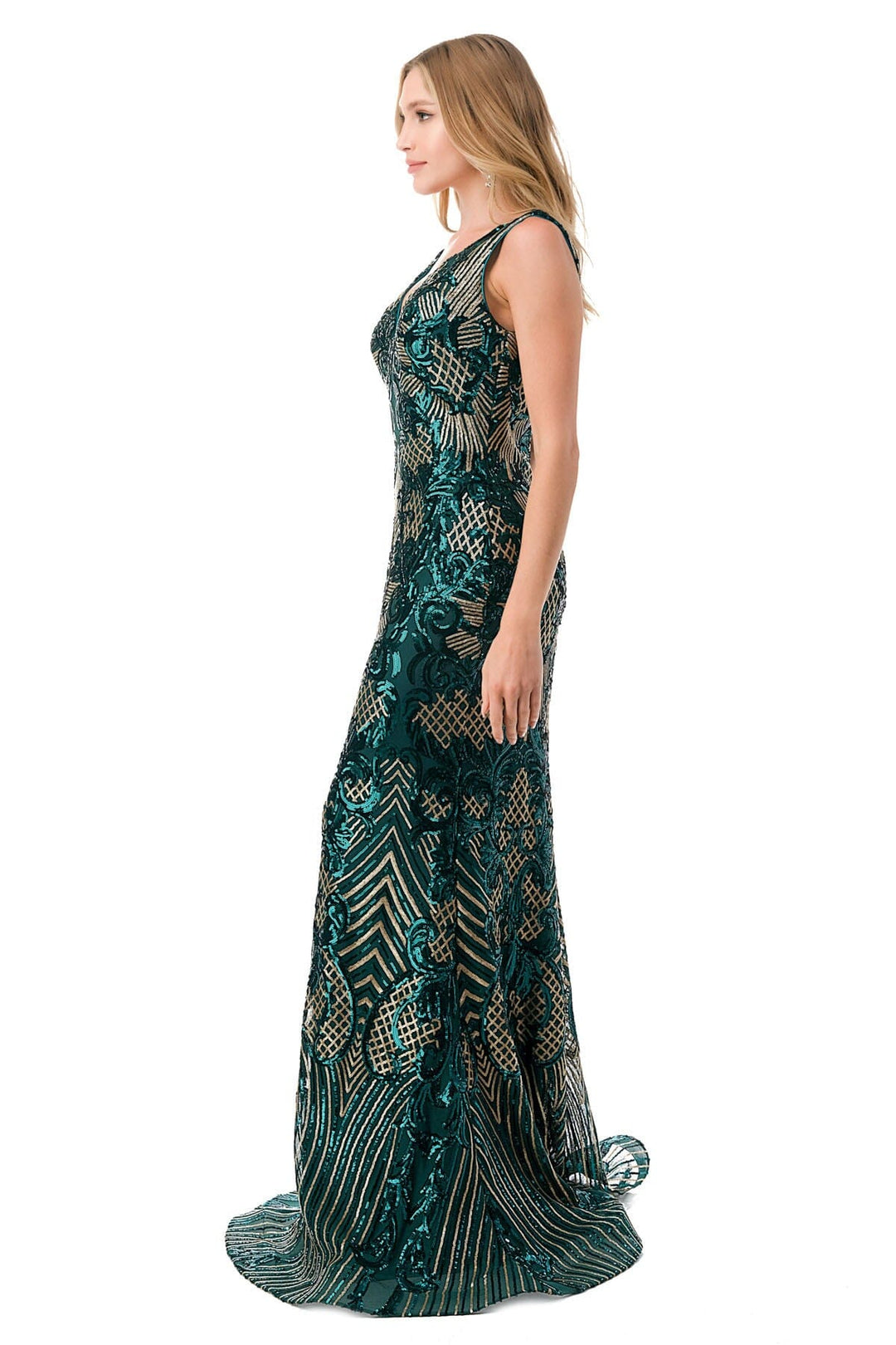 Sequin Print Sleeveless Mermaid Dress by Coya M2803Y
