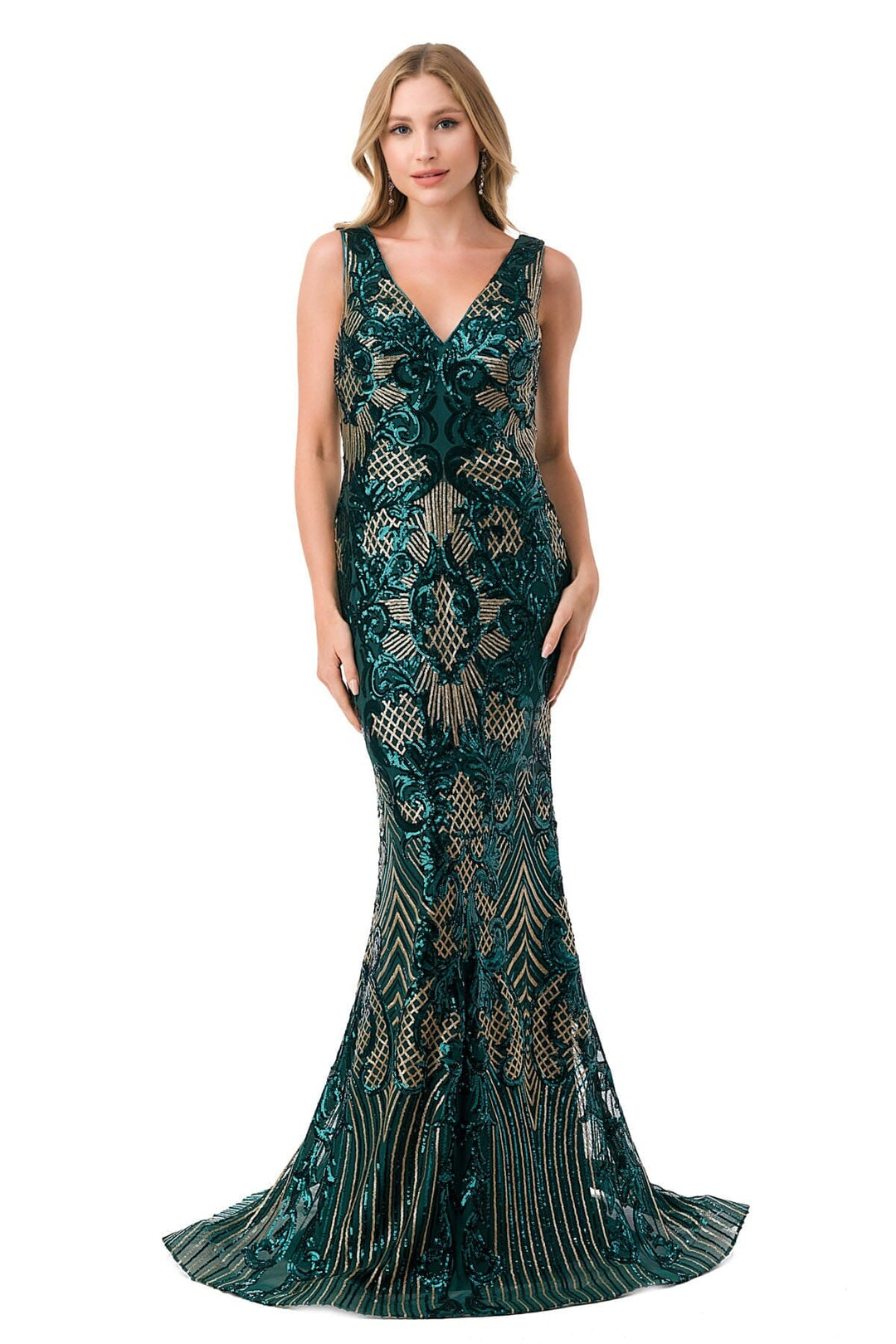 Sequin Print Sleeveless Mermaid Dress by Coya M2803Y