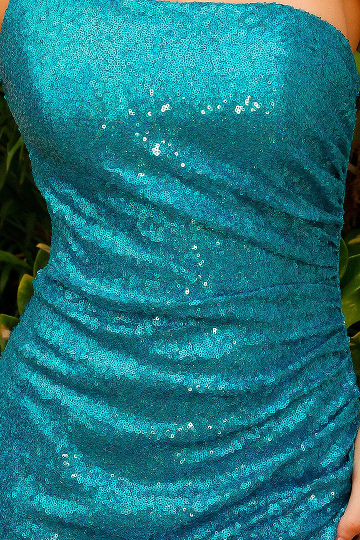 Sequin Short One Shoulder Dress by Amelia Couture BZ030S