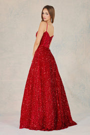 Sequin Sleeveless Corset A-line Gown by Adora 3139