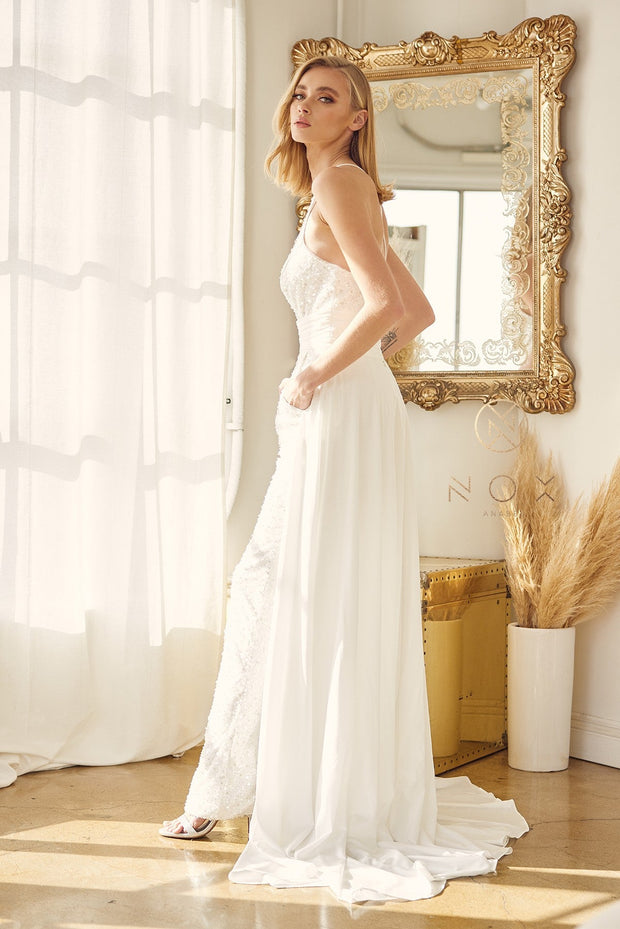 Sequin Sleeveless Wedding Jumpsuit by Nox Anabel JE926