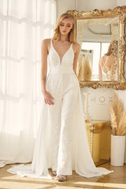 Sequin Sleeveless Wedding Jumpsuit by Nox Anabel JE926
