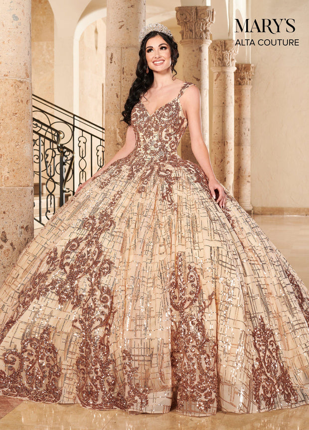 Sequin V-Neck Quinceanera Dress by Alta Couture MQ3057