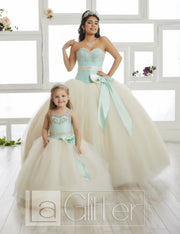 Sequined Bodice Strapless Dress by House of Wu LA Glitter 24016-Quinceanera Dresses-ABC Fashion