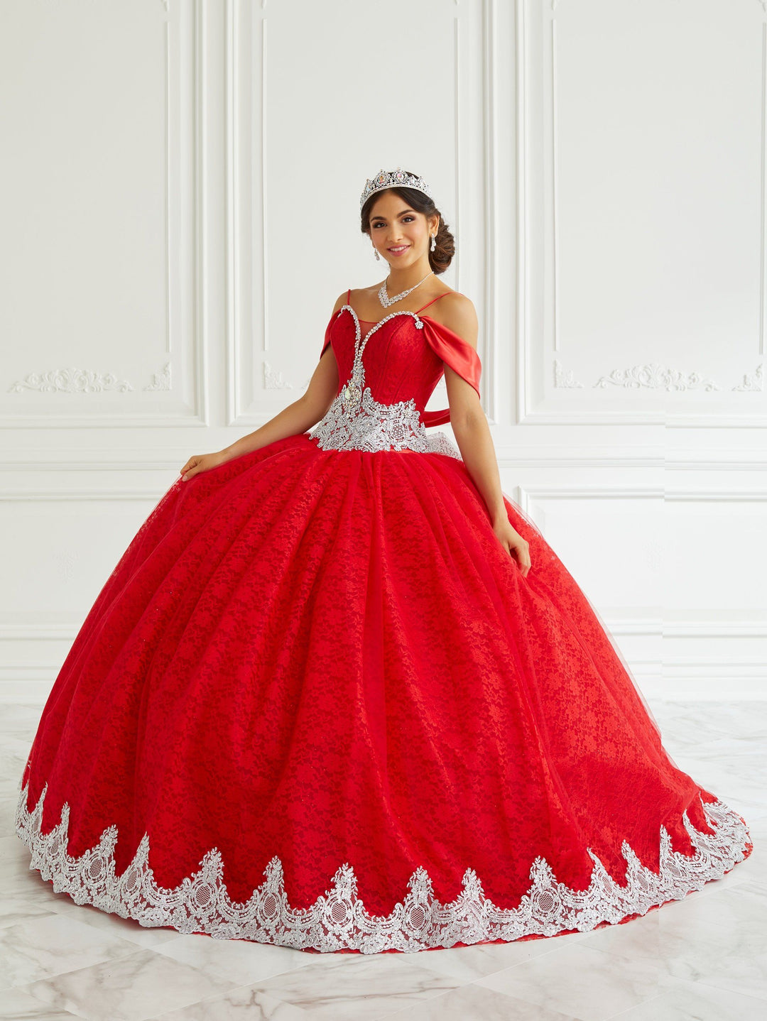 Shawl Lace Quinceanera Dress by LA Glitter 24095