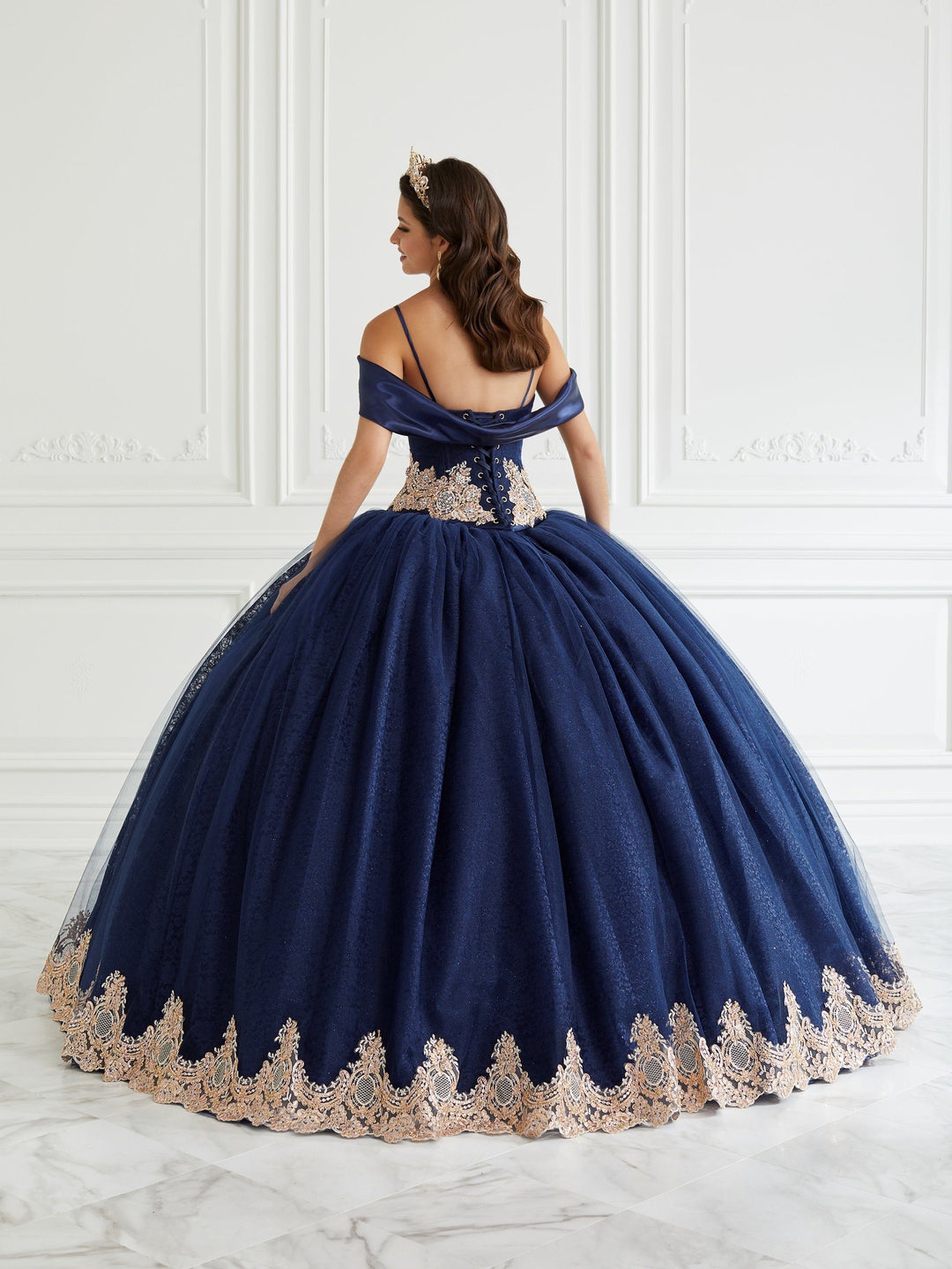 Shawl Lace Quinceanera Dress by LA Glitter 24095