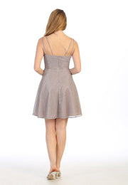 Short A-line Sweetheart Metallic Dress by Celavie 6505S