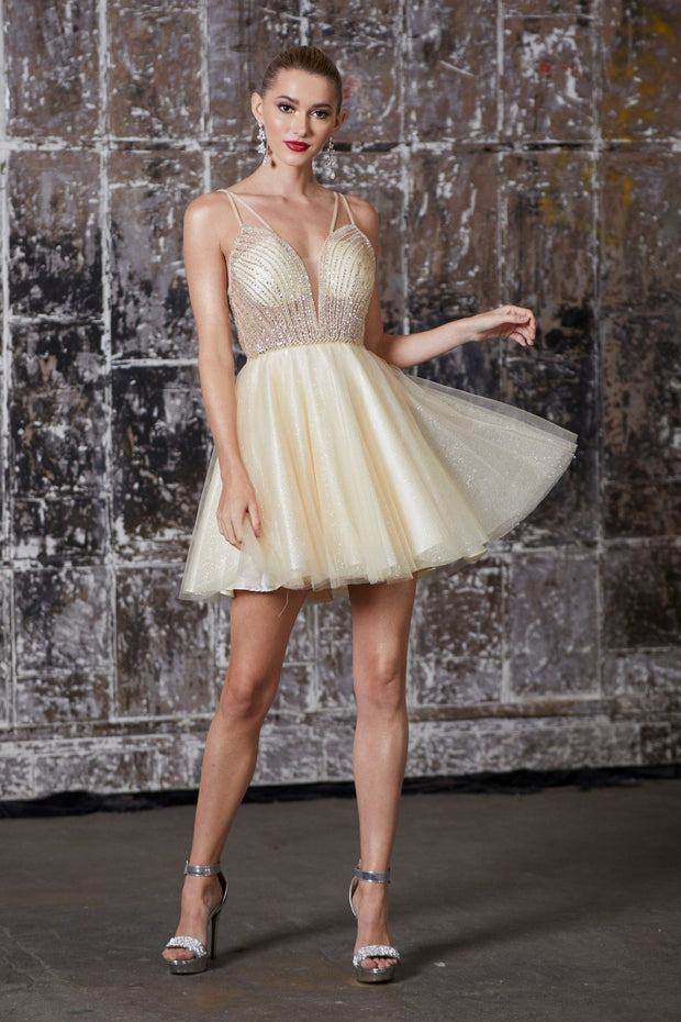 Beaded Short Glitter Dress by Cinderella Divine CD0148