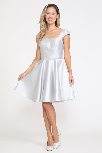 Short Cap Sleeve Mikado Dress by Poly USA 8416 – ABC Fashion