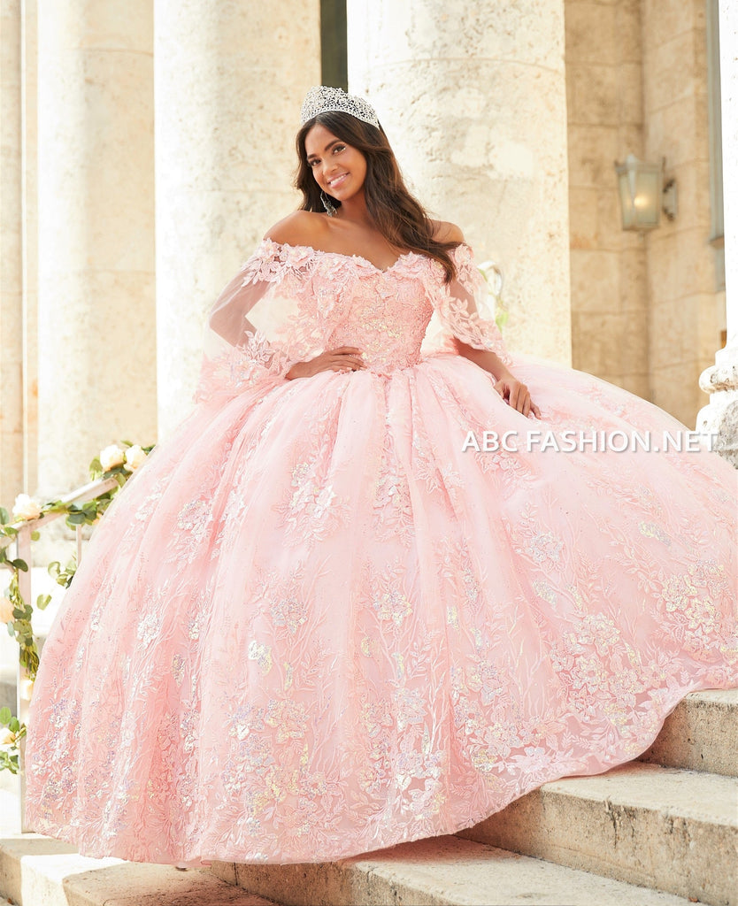 Short Cape Quinceanera Dress by House of Wu 26029 14 / Blush Pink Short Cape Quinceanera Dress by House of Wu 26029 14 / Blush Pink
