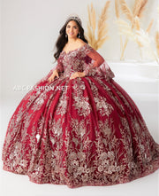 Short Cape Quinceanera Dress by House of Wu 26029