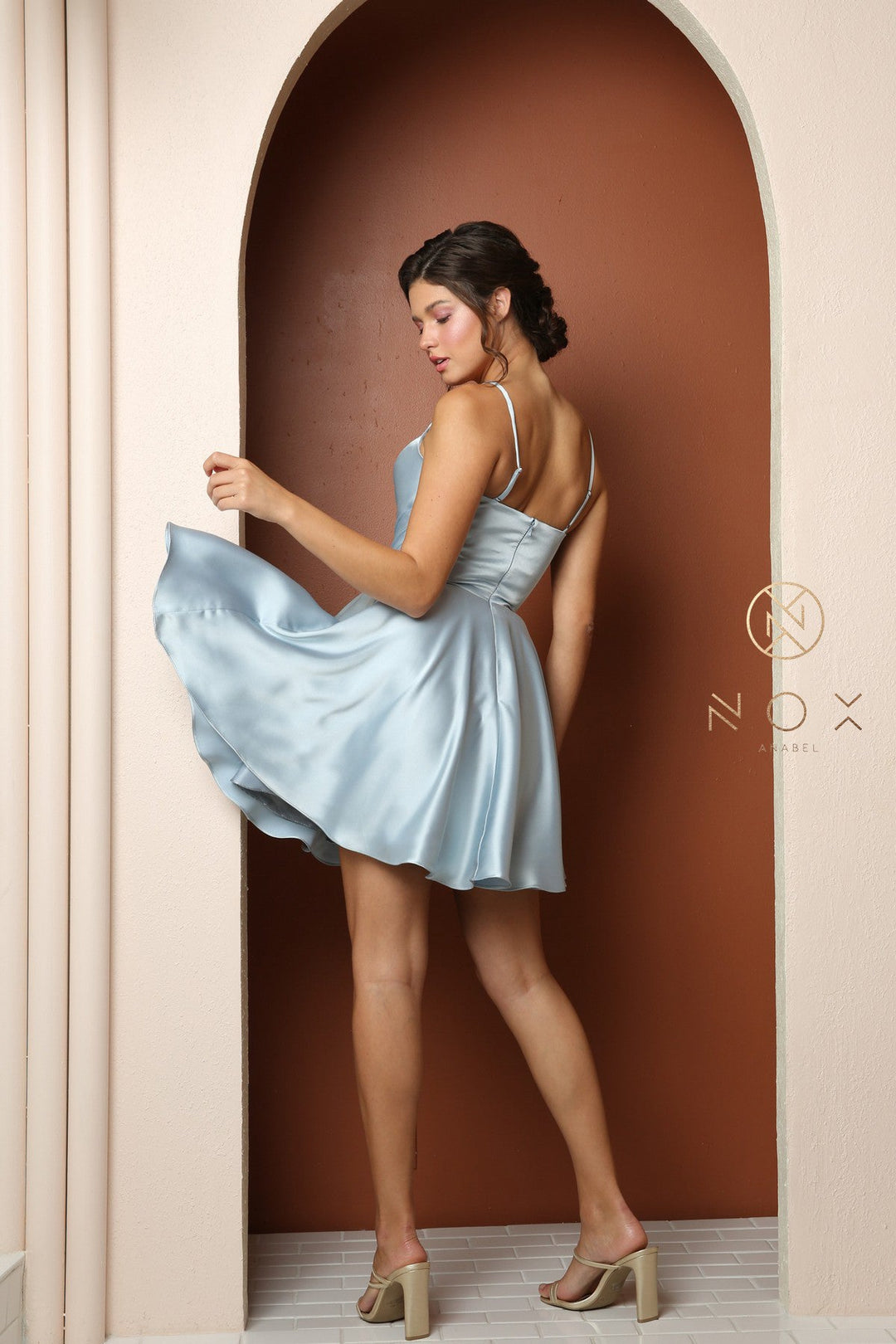 Short Cowl Satin Dress by Nox Anabel R759