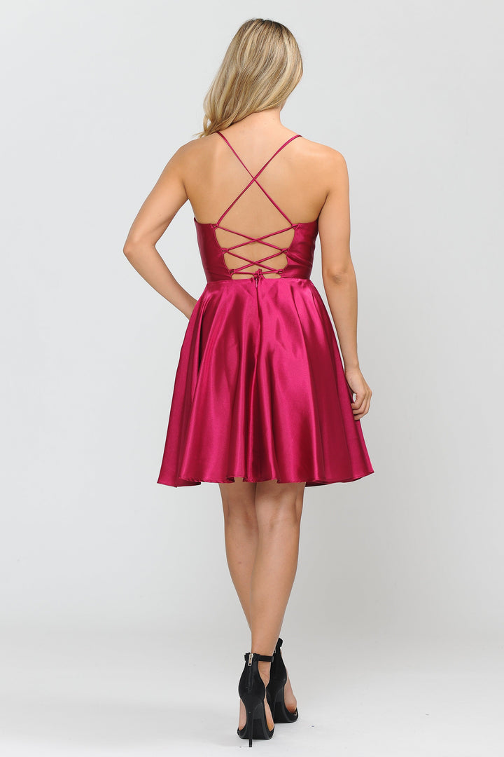 Short Deep Sweetheart Dress with Shorts by Poly USA 8542-Short Cocktail Dresses-ABC Fashion