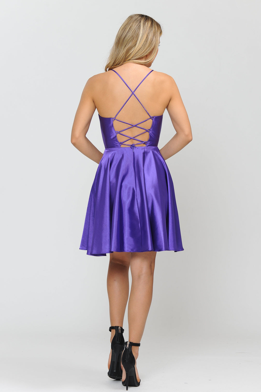 Short Deep Sweetheart Dress with Shorts by Poly USA 8542-Short Cocktail Dresses-ABC Fashion