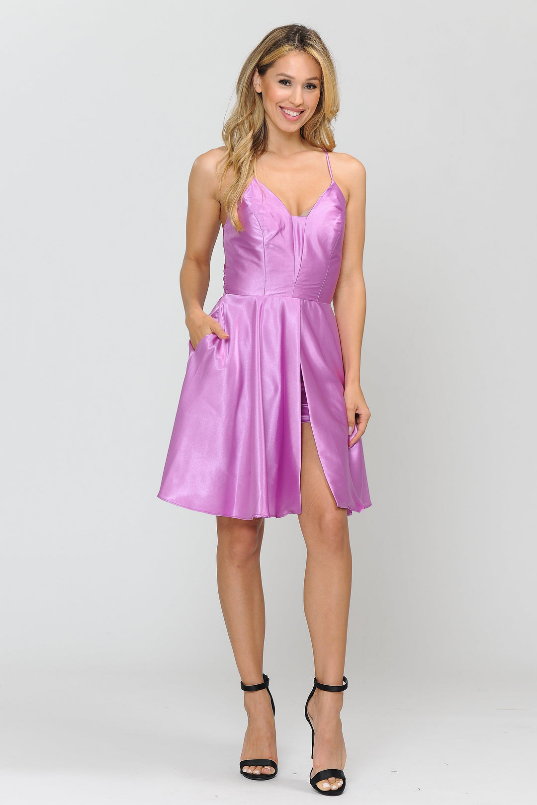 Short Deep Sweetheart Dress with Shorts by Poly USA 8542-Short Cocktail Dresses-ABC Fashion