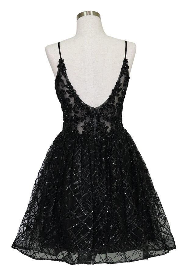 Short Deep Sweetheart Glitter Dress by Calla Collection