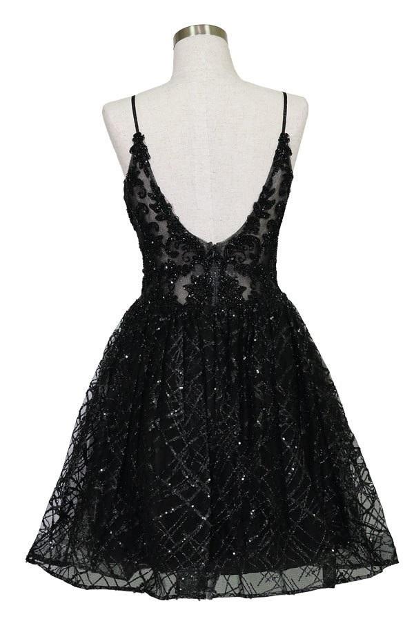 Short Deep Sweetheart Glitter Dress by Calla KY74028